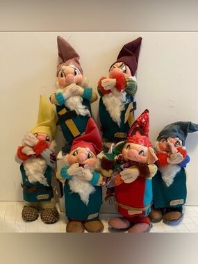 snow white dwarfs cloth dolls made in Hungary set of 6 handmade hand crafted